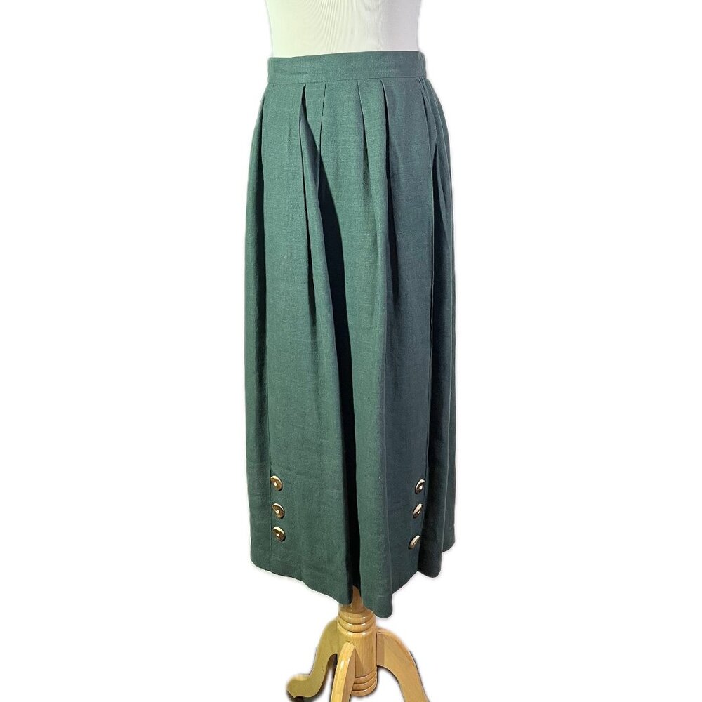 Vintage Gaisberger Size 38 Dark Green Linen Trachten Skirt